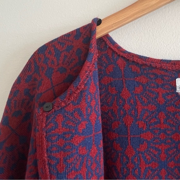 World Market Women's Kimono Cardigan Sweater Burgundy/Blue Abstract Pattern O/S - Picture 11 of 15
